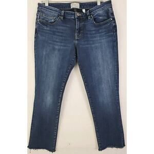 BUCKLE BKE ~Woman Size 31R~ Blue Denim Payton Skinny Ankle Jeans Raw Hem.